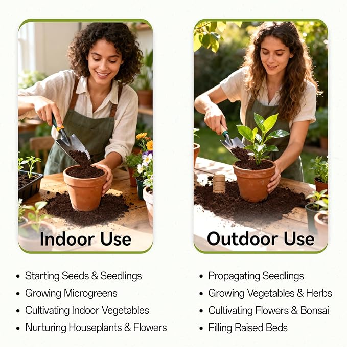 ZeeDix 50 Pack 30mm Organic Coco Coir Seed Starter Pellets, Compressed Coconut Fiber Seed Starter Soil Discs Potting Soil Mix for Indoor Outdoor Plants, Herbs Houseplants Bonsai Vegetables Flowers