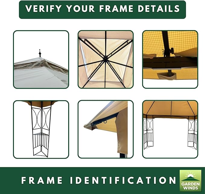 Garden Winds Reinforced RipLock 350 Replacement Canopy Top Cover Compatible with MasterCanopy 11' x 13' Gazebo Models B08NPY5Y4V, B07SFLSDMQ - Beige