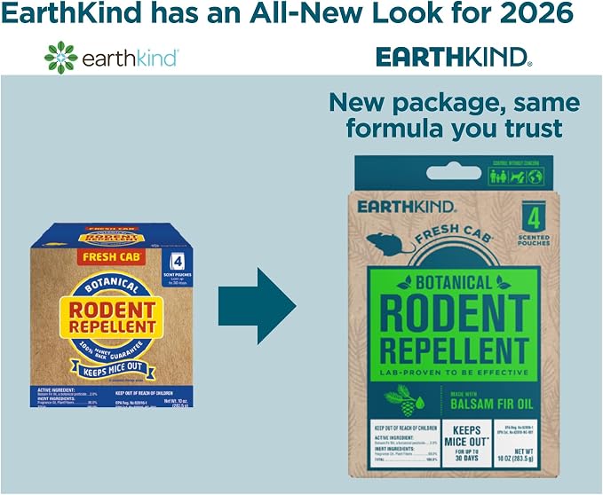 Rodent Repellent - Botanical Pest Control for Indoor Use - Safe for Kids & Pets When Used As Directed - Made with Plant Fibers, Balsam Fir Essential Oil & Fragrance - 4-Pack