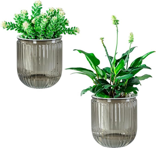 Melphoe Self Watering Pots for Indoor Plants Planter, 4.7 Inch 2 Pack Planters Self Watering Plant Pots for Flower, Houseplants, Succulent, African Violets and Cactus with Drainage