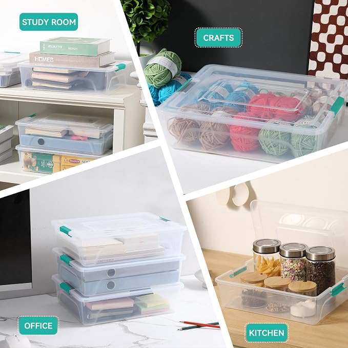 novelinks 10 Quart Clear Plastic Storage Containers with Lids (4 Pack)