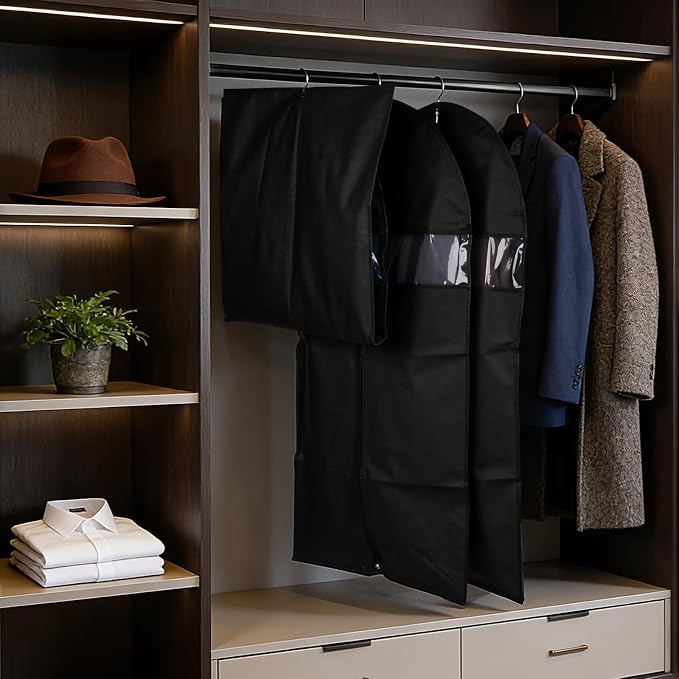 Premium Suit Bags 8 Pack, 43” x 24” Garment Bags for Hanging Clothes