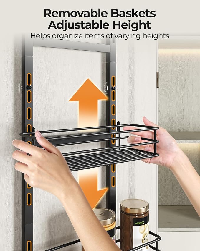 Over the Door Pantry Organizer 5-Tier,Spice Rack Organizer for Cabinet