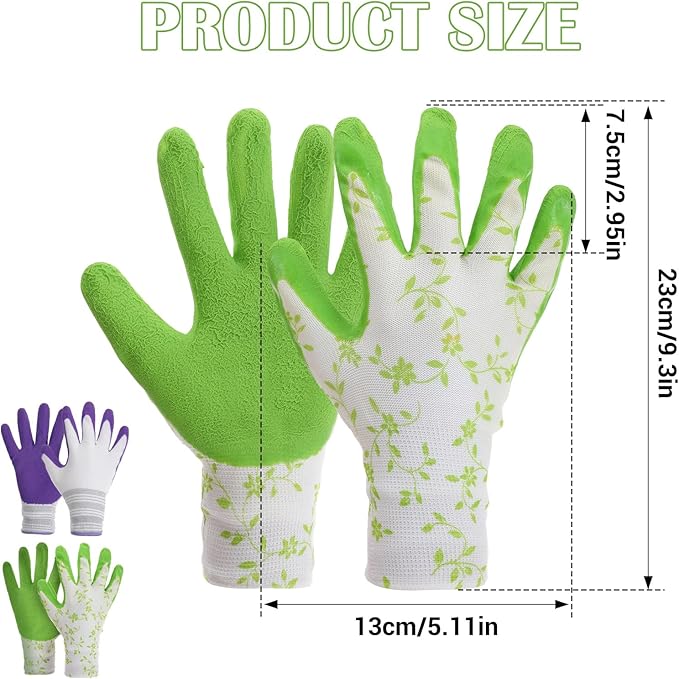 2 Pairs Garden Gloves for Women, Breathable Rubber Coated Gardening Gloves, Outdoor Indoor Work Glove Women for Yard Home Garden Tool Set(Medium Size, Purple+Green)