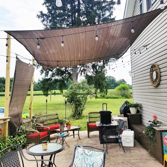 Sun Shade Cloth 6x20 FT, UV Block Outdoor Patio Shade Cover, Permeable and Tear Fade Resistant Rectangle Sunshade Fabric for Backyard, Porch, Pergola, Yard, Deck, Garden, Mocha