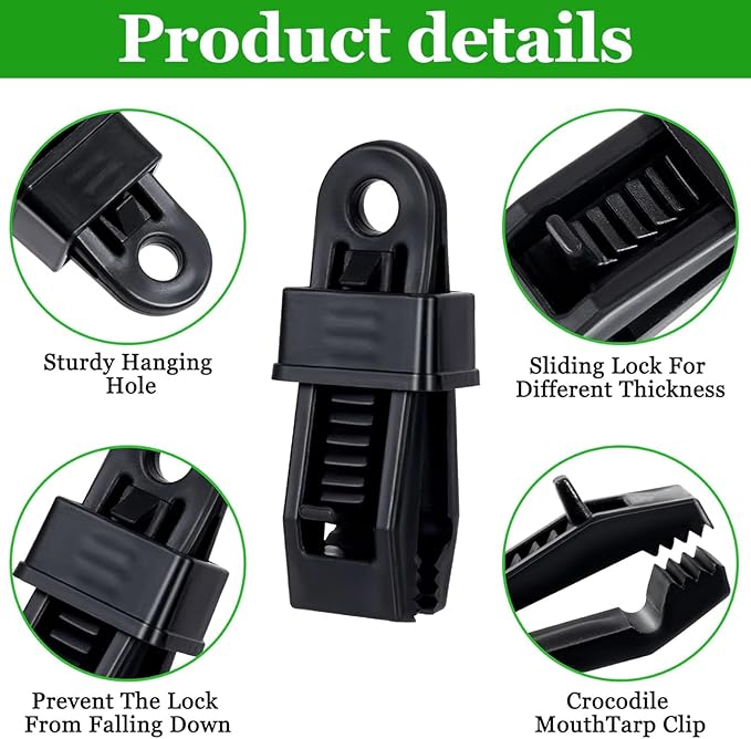 60 Pcs Tarp Clips, Tarp Clamps Heavy Duty Lock Grip for Cover Awnings, Outdoor Camping Tent, Caravan Canopies, Multipurpose Fix Clamp for Tarp & Shade Cloth