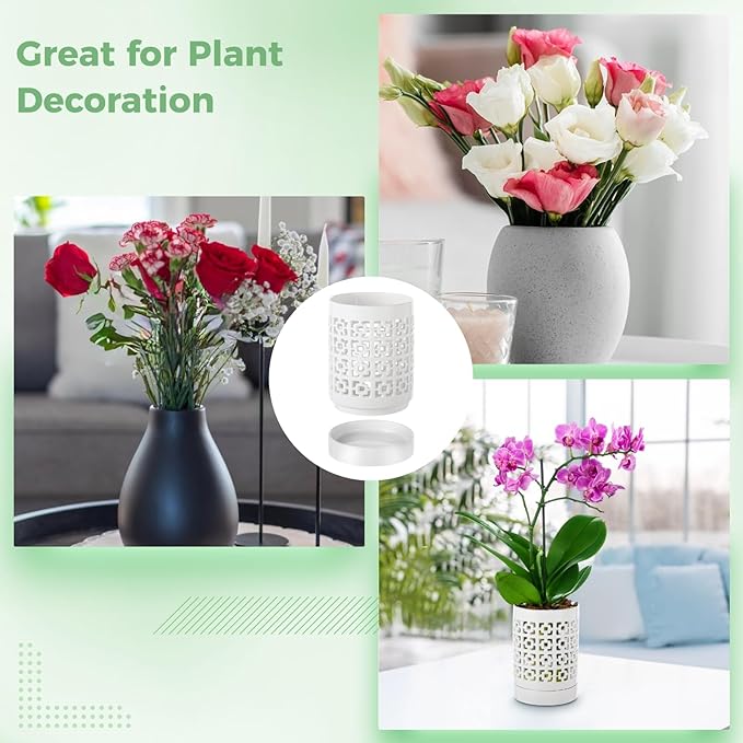 Ceramic Orchid Planter with Holes Orchid Pots with Tray for Home Plant Decoration, Quality Ceramic Material Breathable Design Ideal for Indoor and Outdoor Use