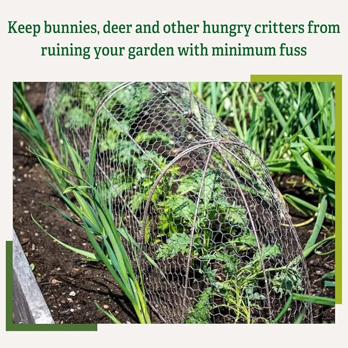 Gardener’s Supply Company Chicken Wire Cloche Garden Plot Plants Cover Protector | Sturdy Arch Metal Tunnel Cage Flowerbeds and Seedlings Garden Protection from Wild Animals | (3-in-1 Set) Extra Large