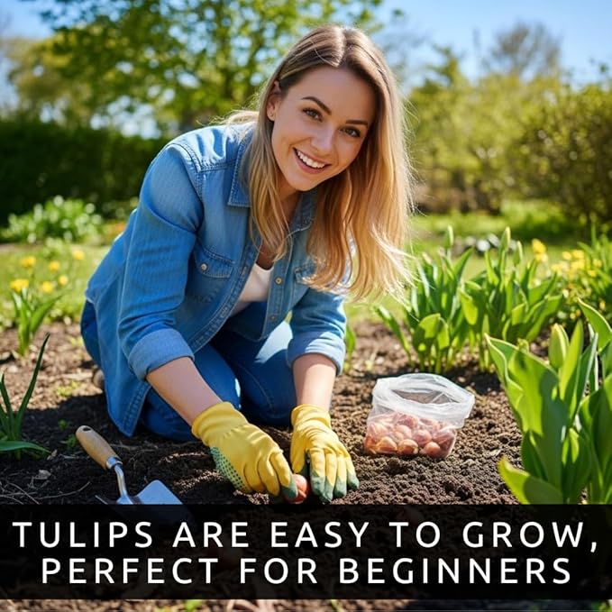 Mixed Rainbow Tulip Bulbs for Planting (10 Bulbs) - Huge Bulbs for Colorful Flowers - Grow Cheeful Rainbow Tulips - Multicolor Spring Flowers, Tall Statement Garden