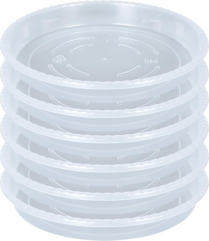 OVZILKI Plant Saucer 6 Pack of 4 6 8 10 12 14 16 inch, Clear Plastic Flower Plant Pot Saucer, Heavy Duty Plant Drip Trays Saucers for Indoor, Plant Water Tray for Planters (4", Clear)