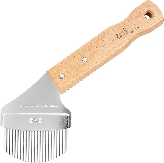Nisaku NJP2515 Zassou Burush Pro S Sidewalk Weeder Japanese Stainless Steel 3.25-Inch Blade, 6.5-Inch Wood Polished Handle