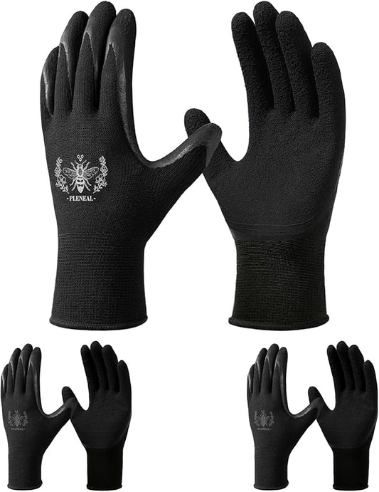 Pleneal Gardening Gloves for Women Men - 6/3 Pairs Garden Gloves with Grip, Latex Coated Working Glove, Medium Size