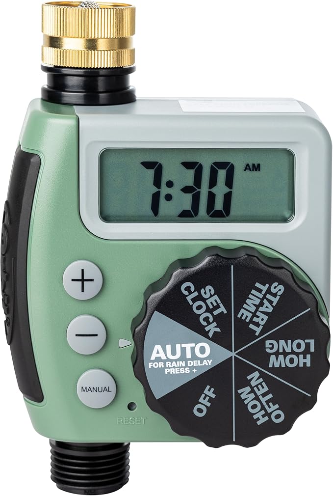 Orbit One Outlet Single-Dial Hose Faucet Timer - Easy Programmable - for Garden Watering System - LCD Hose Timer with Adjustable Watering Schedule - 62056