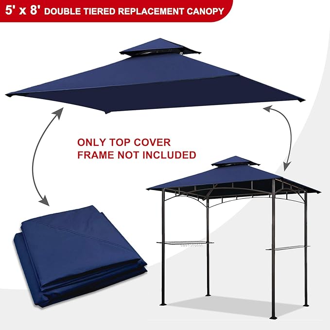 Eurmax USA High Performance Grill Gazebo Canopy Replacement Cover 5x8 BBQ Shelter Top (Navy Blue)