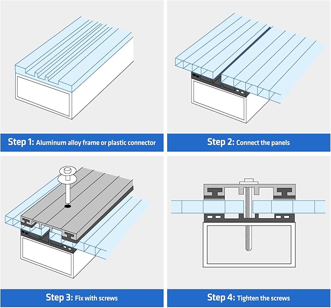 UMIG 6 PCS 4' x 2' x 0.32'' Polycarbonate Greenhouse Panels, Twin-Wall Waterproof UV Protected Corrugated Plastic Roof Panels Sheets, Clear Replacement Panels for Greenhouse, Outdoor, Plant