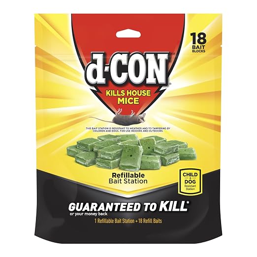 d-CON Refillable Corner Fit Mouse Bait Station, 1 Trap + 18 Bait Refills