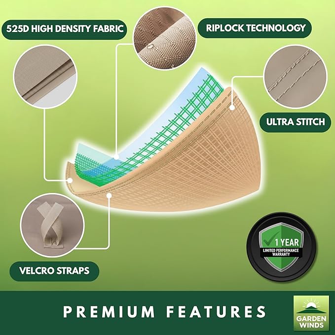 Garden Winds Heavy Duty Reinforced RipLock 500 Replacement Canopy Top Cover Compatible with Tiverton (Series 3) 10' x 12' Gazebo Models SA-585, DPCI 009050195 - Beige