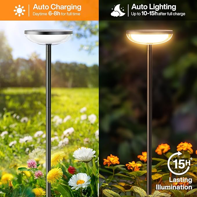 ELECLINK Solar Pathway Lights Outdoor, 6 Pack Tall Solar Garden Lights Waterproof for Yard Flower Bed Patio Path Walkway Driveway Outside Decor Landscape Lighting