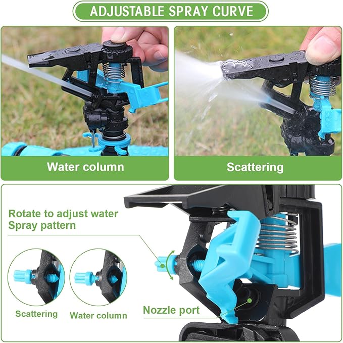 12 Pack Lawn Sprinklers for Yard Bulk Heavy Duty Water Sprinkler Head Adjustable 360 Degree Rotating Water Sprinklers Above Ground for Lawn Garden Flower Grass Irrigation Playtime