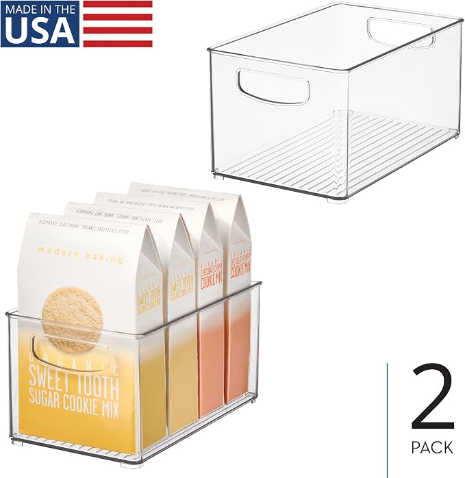 iDesign Stackable Clear Plastic Bin, 2-Pack