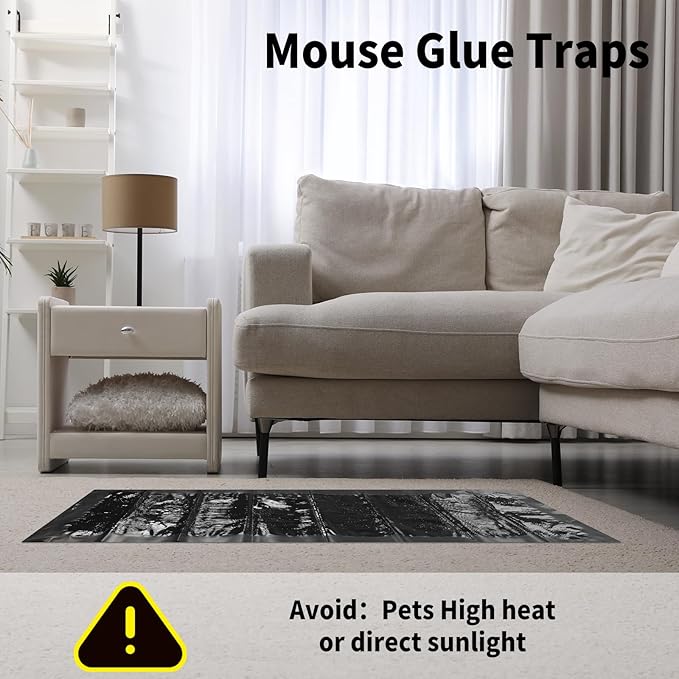 Qualirey 4 Pcs 47 Inch Ultra Large Sticky Mouse Glue Traps Sticky Rat Trap that Work for Rats Roaches Rodents Heavy Duty Pre Baited Mats Indoor Outdoor Catch Pest (Black)