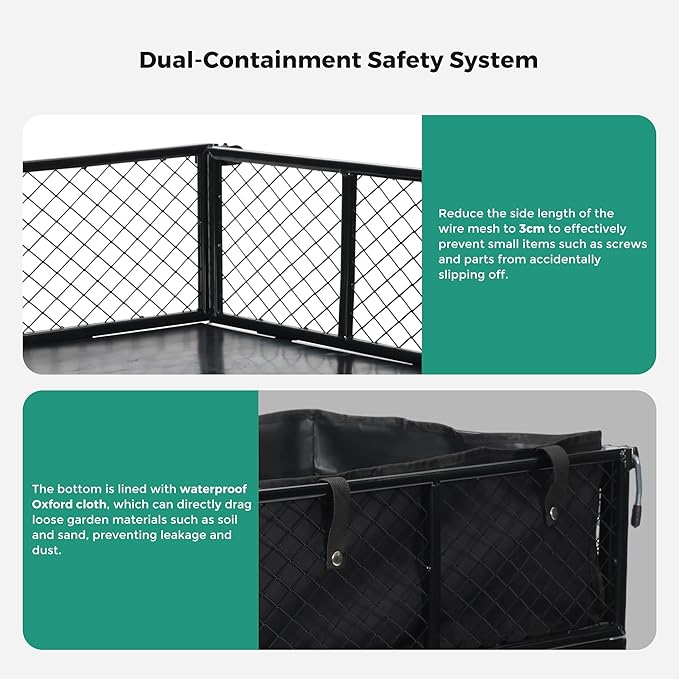 SUNNYFEEL 500 Lbs Capacity Heavy Duty Mesh Steel Garden Cart,Folding Utility Cart with Removable Side Nets, Non-Slip Rubber Base, Black & Yellow,Upgraded Version
