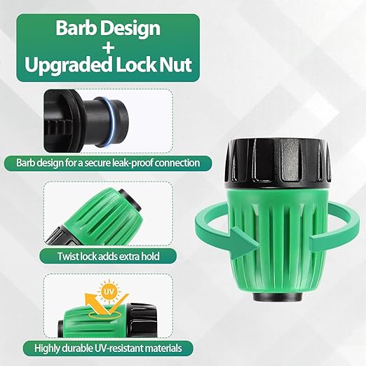 RedChili 6 Pcs 1/2 Inch Drip Irrigation Tubing to Faucet/Garden Hose Adapter, 3/4" FHT to 1/2" (1/2" ID x0.6-0.65" OD) Drip Irrigation Fittings Female Garden Hose Water Line Connector