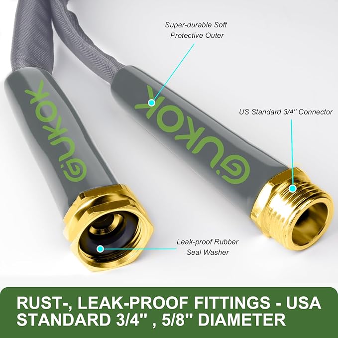 Garden Hose 50 FT, Non-Expanding Water Hose, Ultra-Light & Flexible, Burst-Resistant, Kink-Free, High-Pressure Garden Hose All-Weather Use for Lawns, Gardens, and Outdoor Cleaning