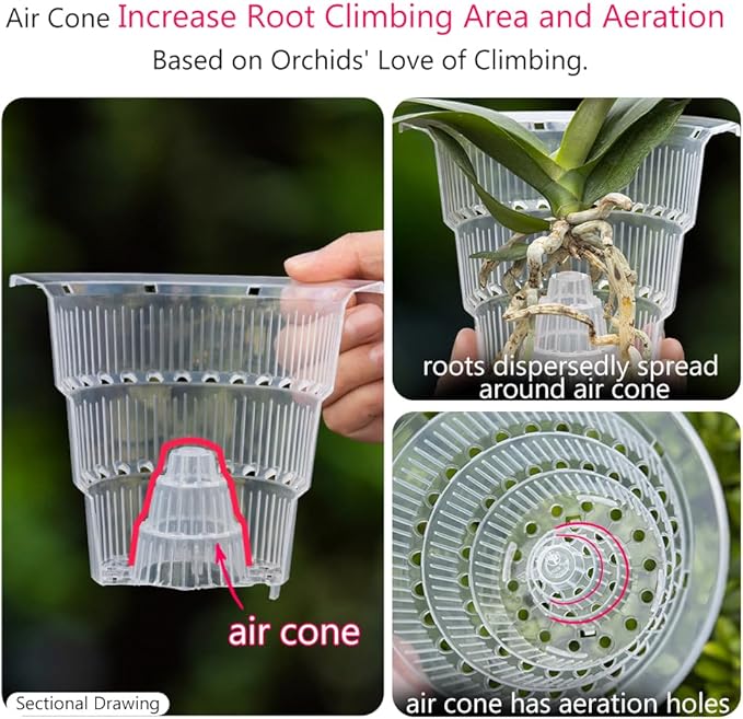 4 inch Clear Orchid Pots with Holes and Saucers for Repotting,Pack of 4,Small Plastic Orchid Planters Provide Good Air Circulation,Nursery Pots for Succulents,Herbs,Aloes,Mint
