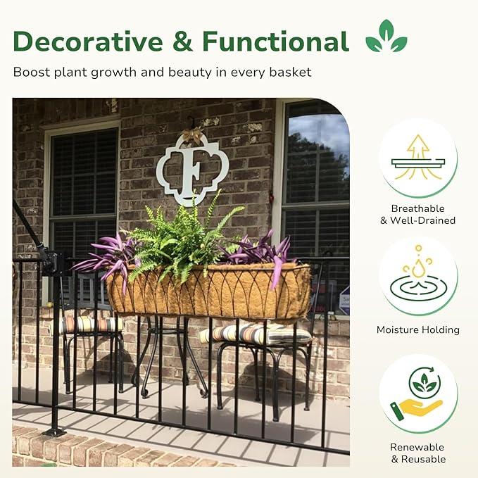 GreatBuddy 2 Pcs Coco Liners for Planters 48 Inch, Sturdy Window Box Liners, Perfect Planter Liners Replacement for The Old, 100% Natural, Easy to Straighten Out
