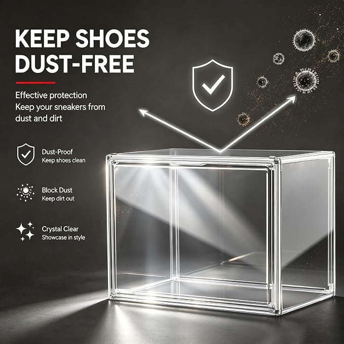 12 Pack Clear High-Top Sneaker Storage Boxes, Acrylic Shoe Organizer