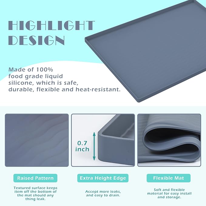 URMONA Waterproof Silicone Under Sink Mat 25'' x 19'' Shelf Liner for Kitchen and Bathroom, Cabinet and Counter Protector, Storage and Organizers, Litter Mat, Pet Cat Puppy Essentials(Brown)