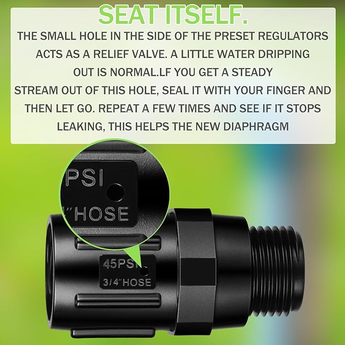 Tondiamo 3 Pcs 45 Psi Drip Irrigation Pressure Regulator, 3/4" Female Hose Thread x 3/4" Male Hose Thread Pressure Reducer Flow Valve for Garden Drip Irrigation Parts Emitters System