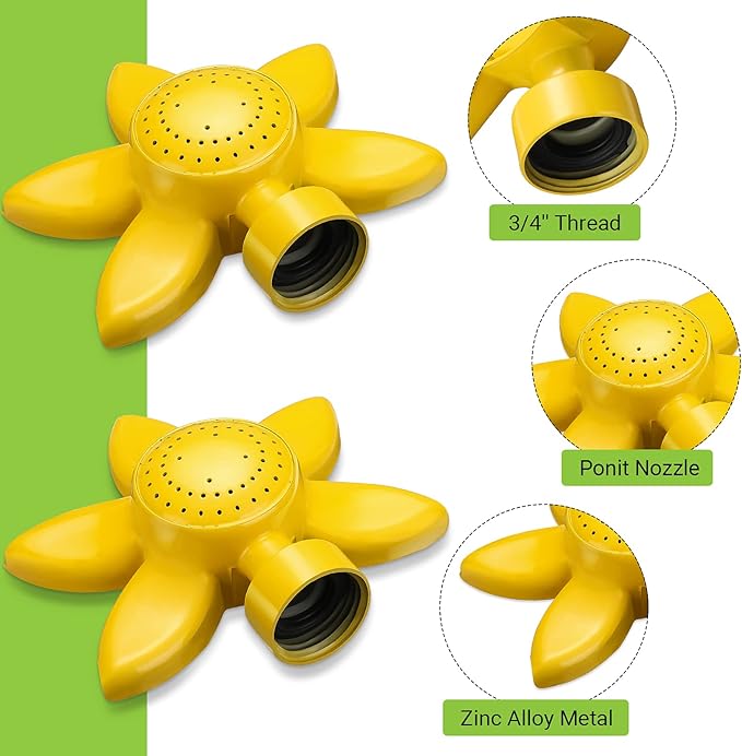 Honoson 3 Pieces Spot Garden Sprinkler Flower Design for Small Yard 360 Degree Metal Plant Watering Sprinkler Head for Kids Outdoor Playing