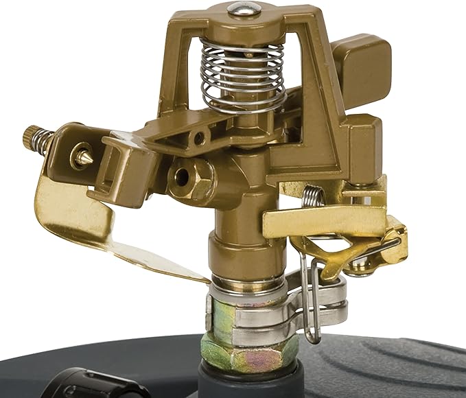 Melnor 65195AMZ Pulsating Lawn Sprinkler with Weighted Base- Adjustable Spray Pattern - Waters Up to 85' Diameter - Durable All-Metal Construction - Easy Unit-to-Unit Connections