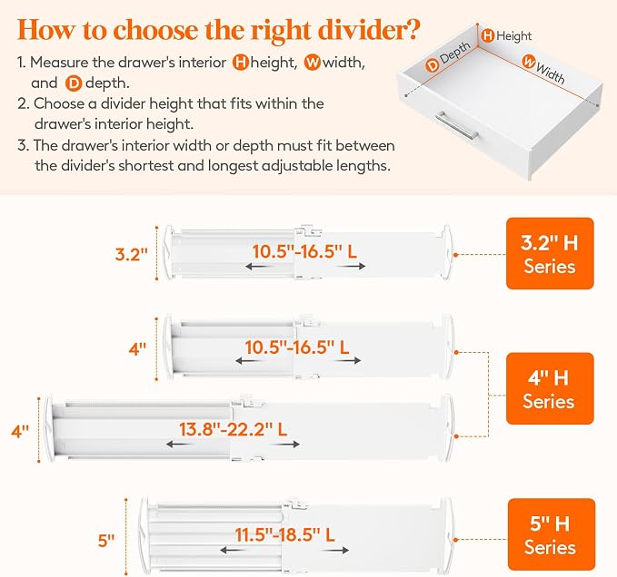 Lifewit 5" Tall Drawer Dividers, Adjustable Deep Drawer Organizer Clothes