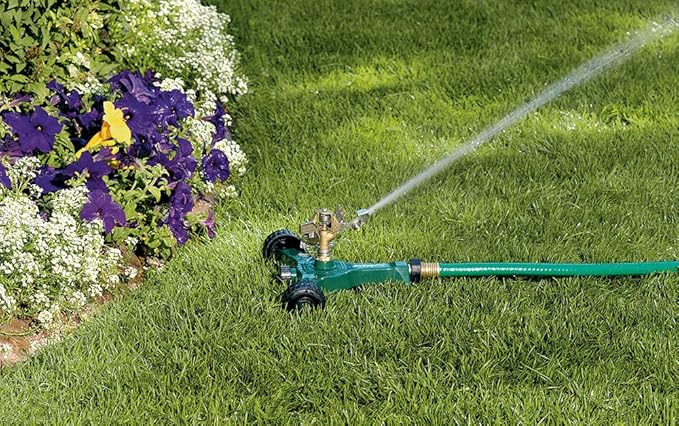 Orbit 56186N Lawn and Garden 1/2-Inch Brass Impact Sprinkler with Metal Wheel Base