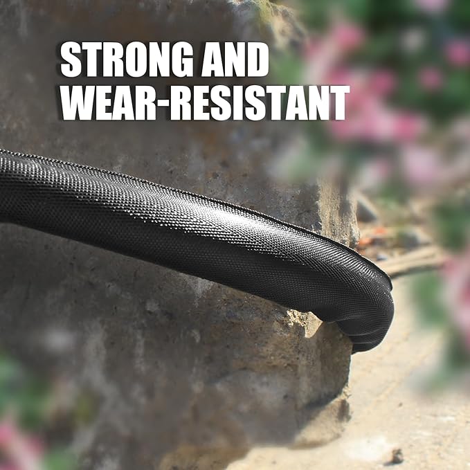 Garden Hose 100ft, Flexible Water Hose with 10 Function Hose Nozzle, Lightweight, Tangle Free, Rust Proof for Yard, Watering(Black)