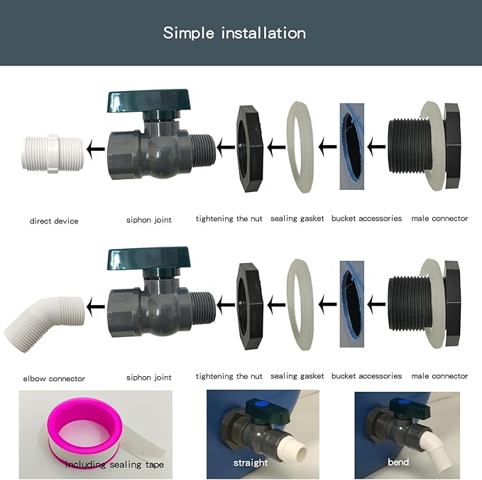 4 Pack rain barrel spigot kit, rainwater barrel diverter connector faucet kit - 3/4 inch water pipe repair kit for garden watering hose stop garden hose shut off valve rain barrel spigot kit