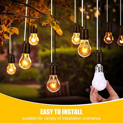 VIHOSE 50 Pcs Black Pigtail Lamp Holder Light Sockets E26/ E27 Fully Sealed Waterproof Lamp Sockets 250v Temporary Light Bulbs Holder with Wire Cord for Outdoor Garden Patio DIY Illumination