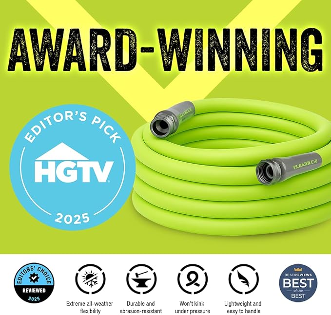 Flexzilla Garden Utility Hose 5/8 in. x 15 ft., Lightweight All-Weather Water Hose, Durable and Flexible, Leak-Free Connections