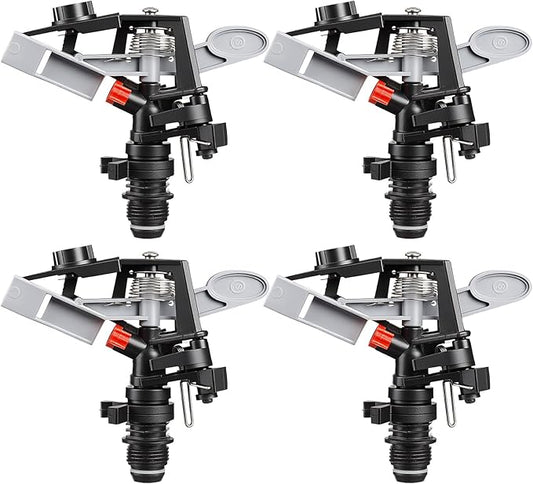 Honoson 1/2 Inch Plastic Impact Sprinklers Heads Adjustable 0-360 Degree Pulsating Oscillating Watering Sprinkler Head for Garden Law Grass Yard Irrigation Supplies(4 Pcs,Grey)