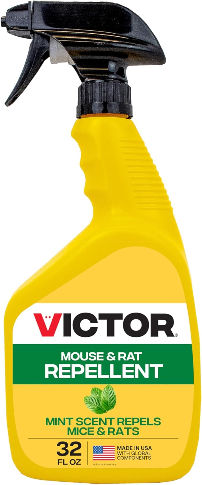 Victor Mouse and Rat Repellent Spray, 32 oz Bottle | Up to 67 Linear Feet Coverage, Natural Essential Oil Formula for Indoor & Outdoor Rodent Control, Ready to Use Pest Repellent