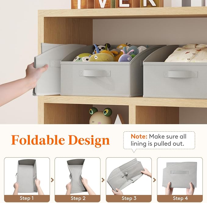 Lifewit Trapezoid Closet Storage Bin for Shelf, 6 Packs 16L, Light Gray