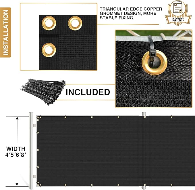 Privacy Fence Screen 5' x 125 Fencing Cover Heavy Duty Mesh Windscreen Cloth for Outdoor Garden Patio Backyard Chain Link Fence Black