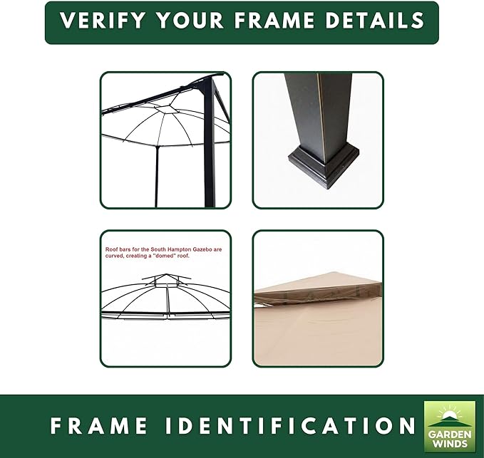 Garden Winds Reinforced RipLock 350 Replacement Canopy Top Cover Compatible with South Hampton 11' x 13' Gazebo Models L-GZ215PST-A, L-GZ659PST, 810138517, 810046339, A111011500 - Cinnabar