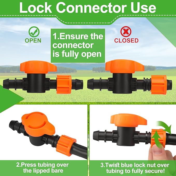 Tujoe 50 Pcs Pipe Bypass Locknut Valve 5/8 Inch Universal On/Off Valve Barb Drip Tubing Fittings Barbed Compatible with Most 16-17 mm Garden Hose Tubing Sprinkler Systems