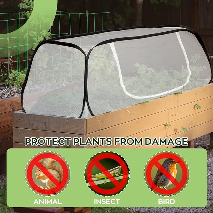 Greenhouse Cover for Raised Garden Bed-45''x22''x18'' Raised Bed Cover Freeze Protection with Zipper Door in Winter,Seedlings Plants Growth Cover Against Pests & Animals in Spring