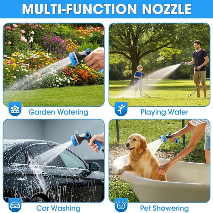 Garden Hose Nozzle,Hose Spray Nozzle with Adjustable 10 Watering Patterns,Slip Resistant High Pressure Water Hose Nozzle Sprayer for Plants & Lawns Watering,Car Washing and Pet Showering