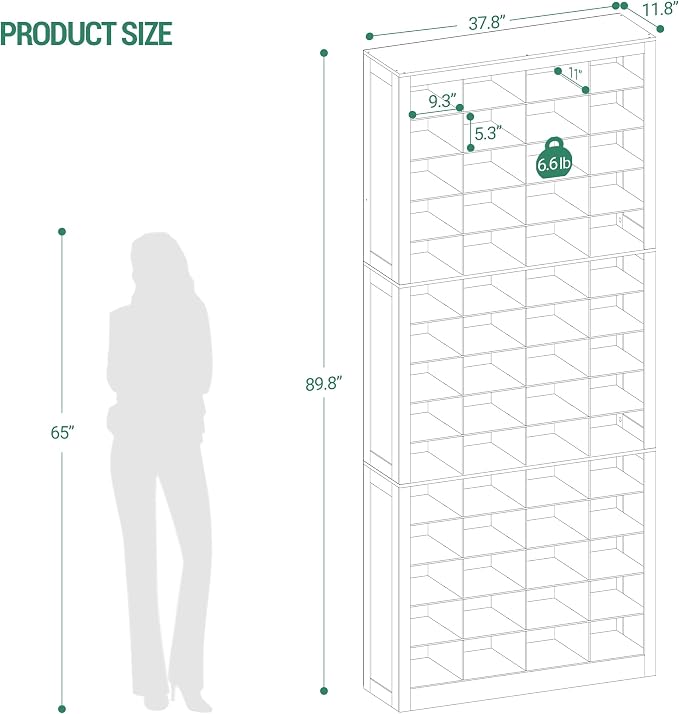 Hzuaneri Shoe Storage Cabinet, 60 Pairs Free Standing Closet Organizer